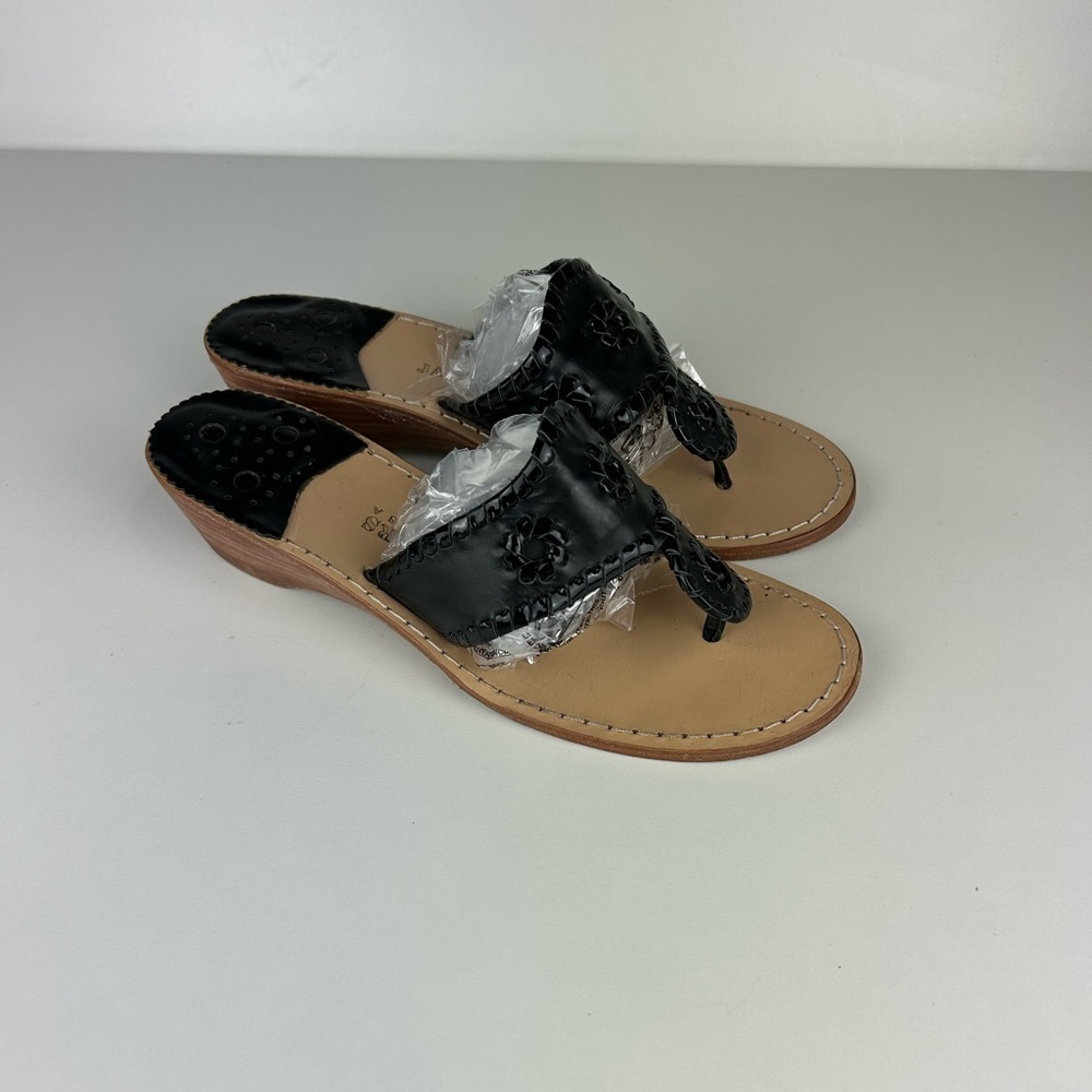 JACK ROGERS LOW WEDGE SANDAL BLACK SIZE 7